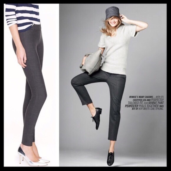 J Crew Minnie Wool Pants Charcoal Gray 
